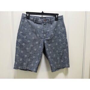 Banana Republic Aiden Slim Fit Blue Chambray Medallion Shorts Mens 29